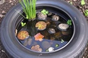 Карманный водоём: как сделать пруд из старой шины своими руками