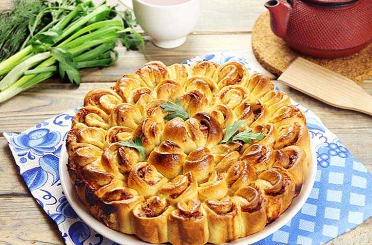 Пошаговый рецепт приготовления пирога хризантема