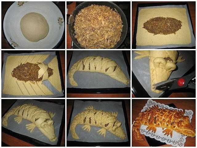 Мясной пирог «крокодил» — пошаговый рецепт с фото