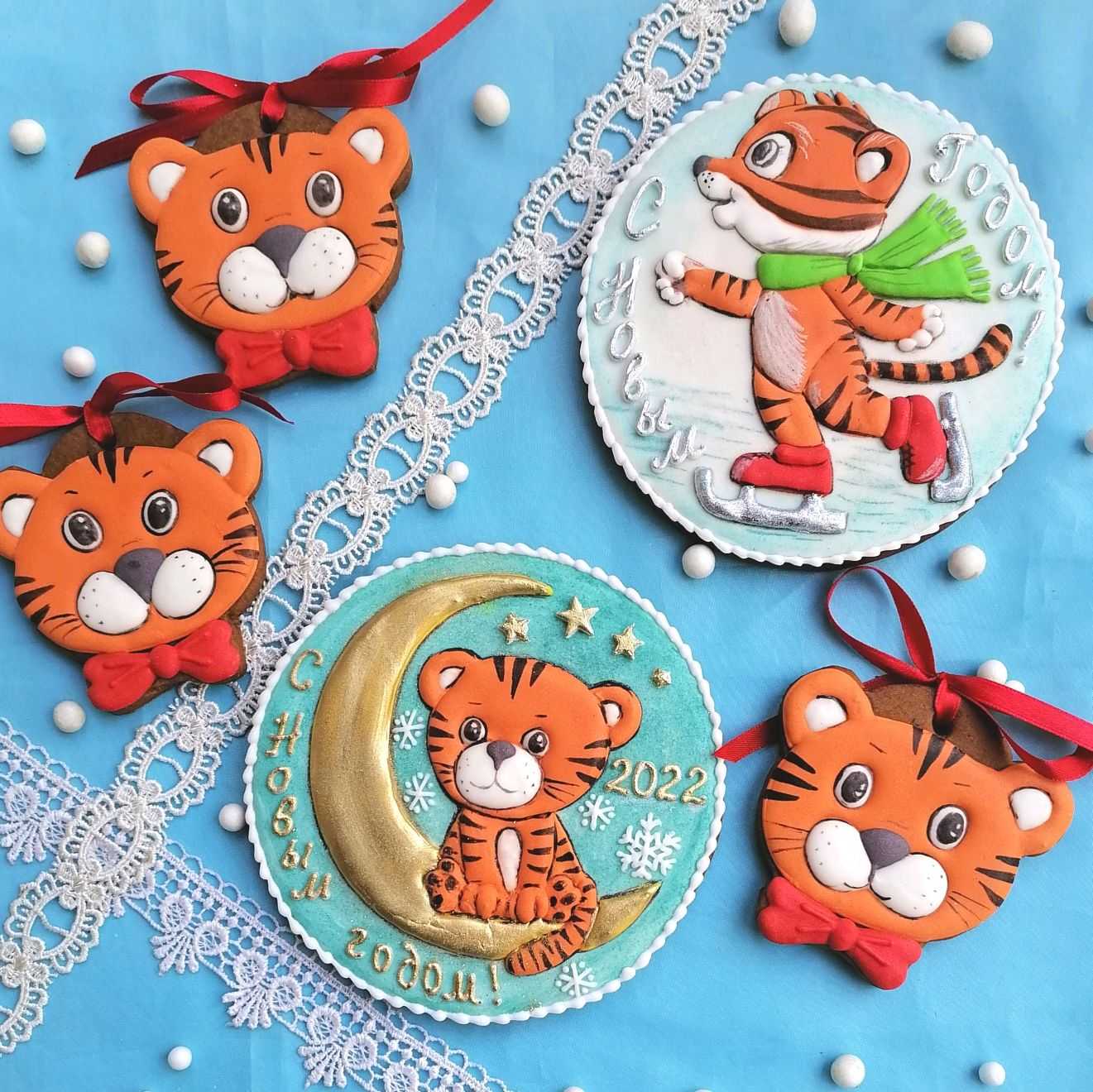 Имбирное печенье и пряники на новый год тигра 2022 с глазурью своими руками