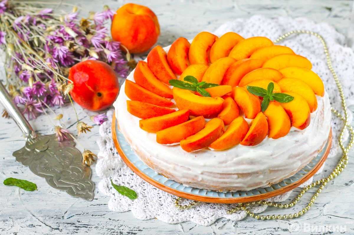 Торт с консервированными персиками - вкусный дом - пошаговые рецепты с фото