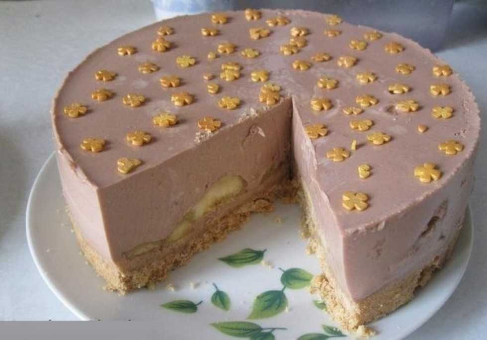 Шоколадно-банановый торт: без выпечки, с кремом (рецепт с фото)